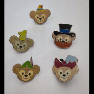 Walt Disney World Duffy Bears Set Of Five Hidden Mickey Pins